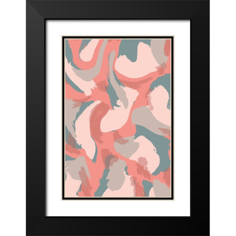 Pastel Strokes Pattern Black Modern Wood Framed Art Print with Double Matting by Treechild