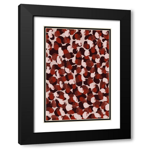 Red Beige Brown Dots Pattern Black Modern Wood Framed Art Print with Double Matting by Treechild