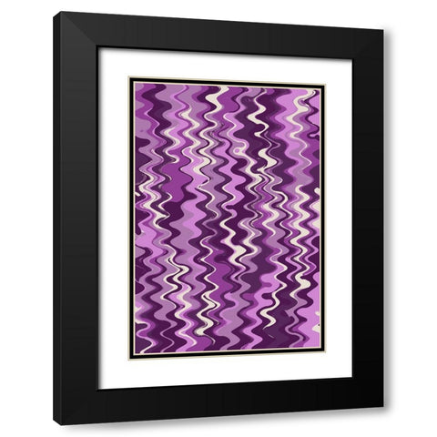 Purple Wavey Pattern Black Modern Wood Framed Art Print with Double Matting by Treechild