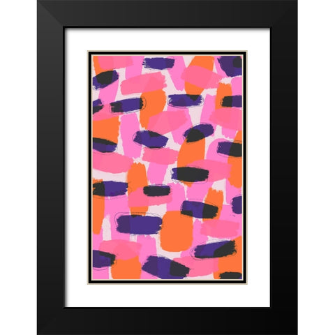Pink And Purple Strokes Black Modern Wood Framed Art Print with Double Matting by Treechild
