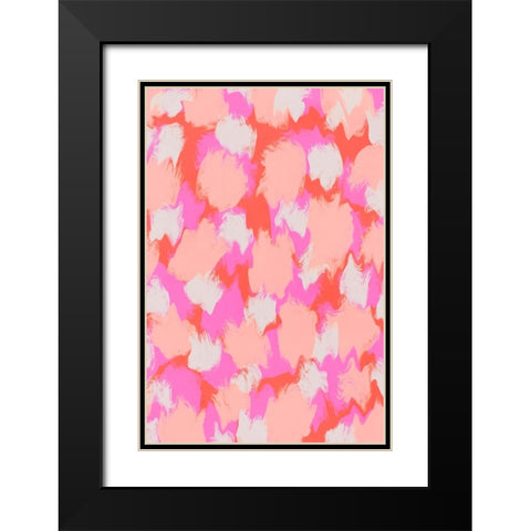 Pastel Pink And Orange Strokes Black Modern Wood Framed Art Print with Double Matting by Treechild