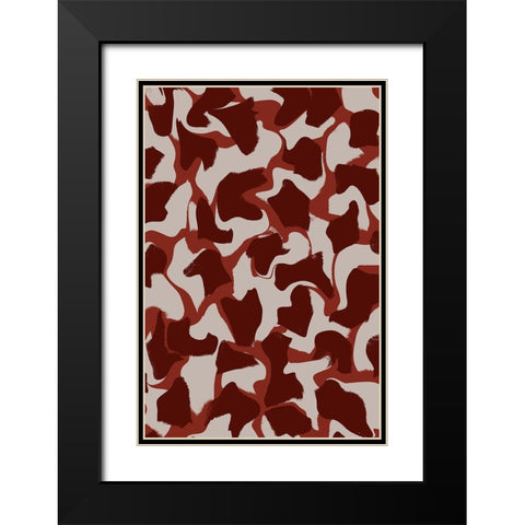 Liquid Beige Brown Strokes Black Modern Wood Framed Art Print with Double Matting by Treechild