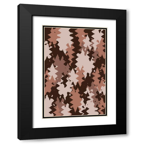 Brown Beige Zig Zag Pattern Black Modern Wood Framed Art Print with Double Matting by Treechild