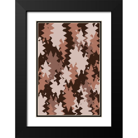 Brown Beige Zig Zag Pattern Black Modern Wood Framed Art Print with Double Matting by Treechild