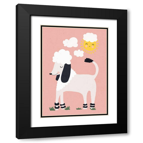 Happy Poodle Black Modern Wood Framed Art Print with Double Matting by Treechild