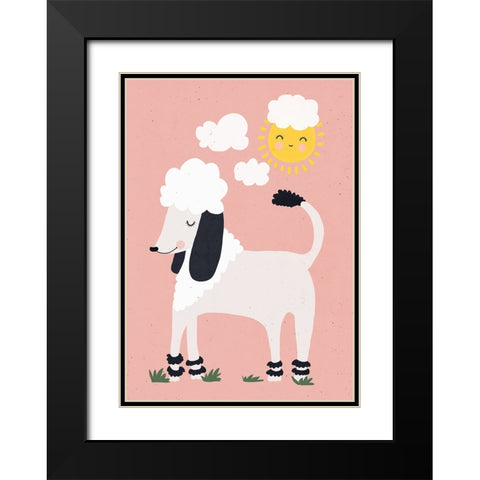 Happy Poodle Black Modern Wood Framed Art Print with Double Matting by Treechild