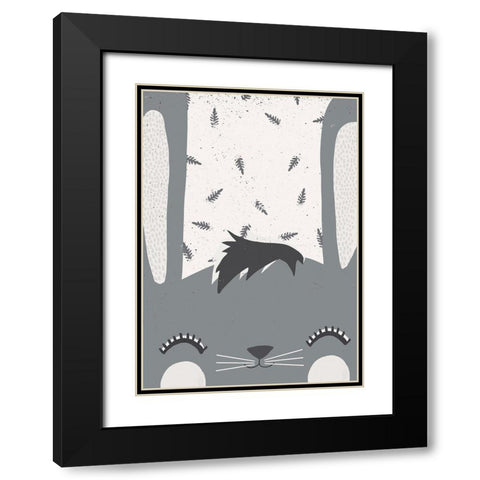 Little Bunny Black Modern Wood Framed Art Print with Double Matting by Treechild