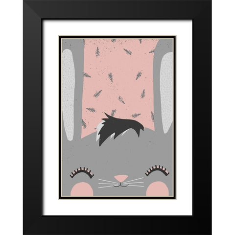 Little Bunny (pink) Black Modern Wood Framed Art Print with Double Matting by Treechild