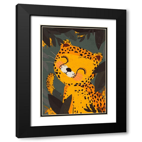 Little Leo Black Modern Wood Framed Art Print with Double Matting by Treechild