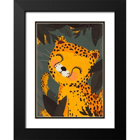 Little Leo Black Modern Wood Framed Art Print with Double Matting by Treechild