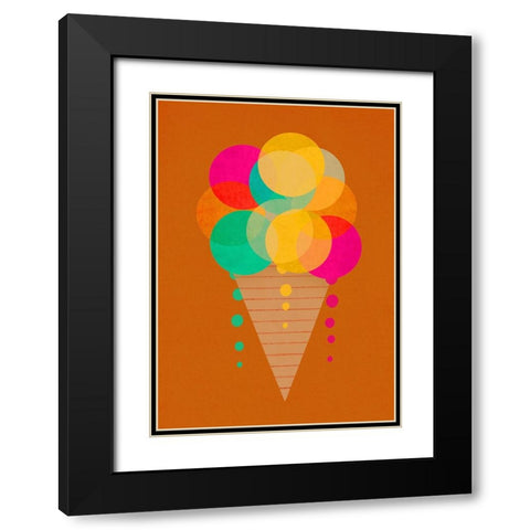Neon Ice Cream Black Modern Wood Framed Art Print with Double Matting by Treechild