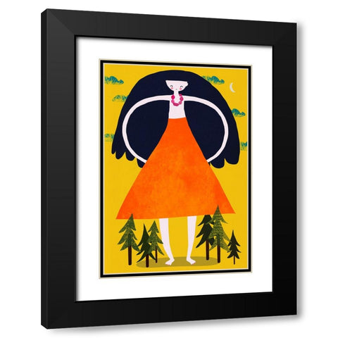 Girant Girl Black Modern Wood Framed Art Print with Double Matting by Treechild