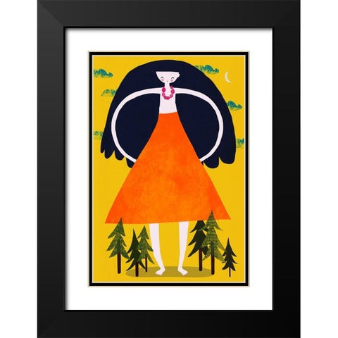 Girant Girl Black Modern Wood Framed Art Print with Double Matting by Treechild