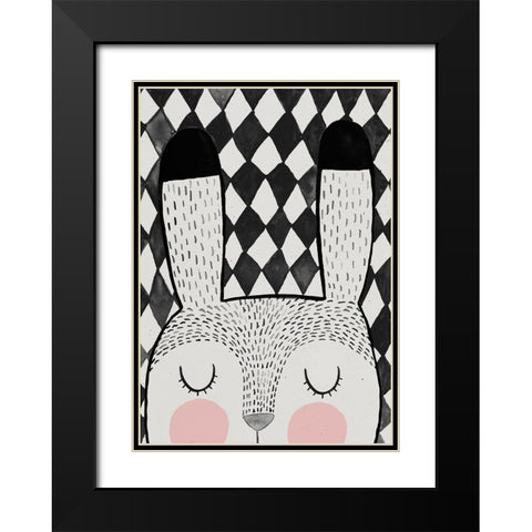 Bunny Black Modern Wood Framed Art Print with Double Matting by Treechild