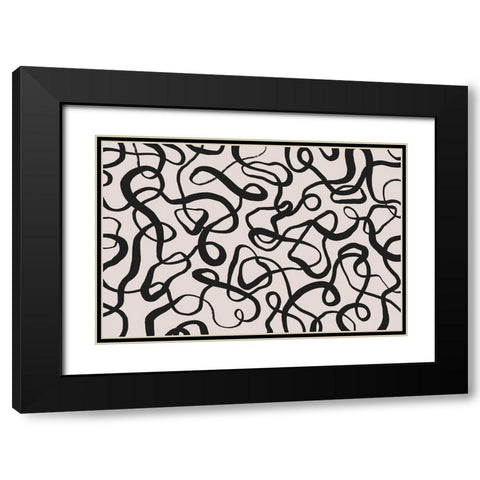 Wriggled Lines Square Black Modern Wood Framed Art Print with Double Matting by Treechild