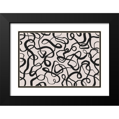 Wriggled Lines Square Black Modern Wood Framed Art Print with Double Matting by Treechild