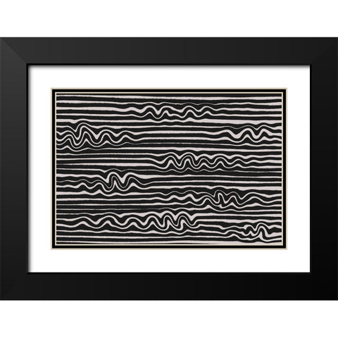 Wavey Stripes Square Black Modern Wood Framed Art Print with Double Matting by Treechild