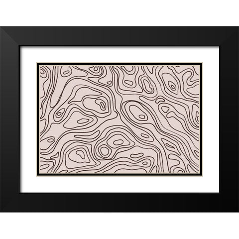 Iso Lines Square Black Modern Wood Framed Art Print with Double Matting by Treechild