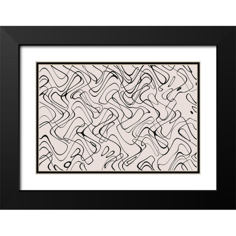 Thin Shakey Lines Square Black Modern Wood Framed Art Print with Double Matting by Treechild