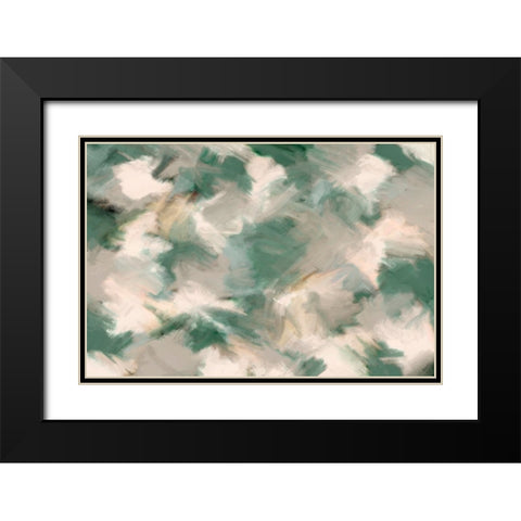 Green Beige Wild Painted Square Black Modern Wood Framed Art Print with Double Matting by Treechild