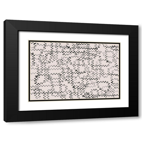 Shaky Thin Lines Square Black Modern Wood Framed Art Print with Double Matting by Treechild