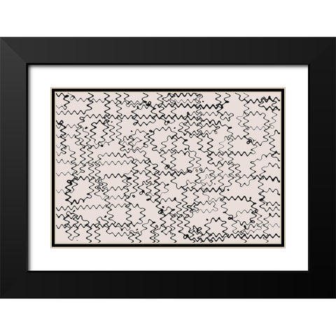 Shaky Thin Lines Square Black Modern Wood Framed Art Print with Double Matting by Treechild
