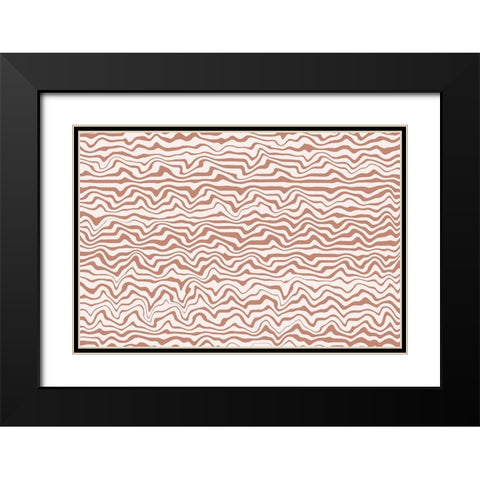 Shaky Beige Lines Square Black Modern Wood Framed Art Print with Double Matting by Treechild