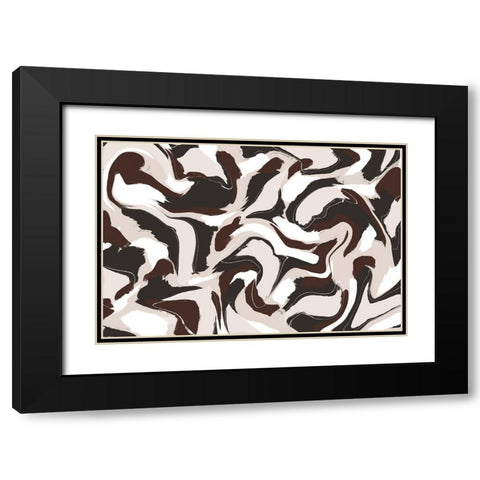 Shaky Brown Beige Strokes Square Black Modern Wood Framed Art Print with Double Matting by Treechild