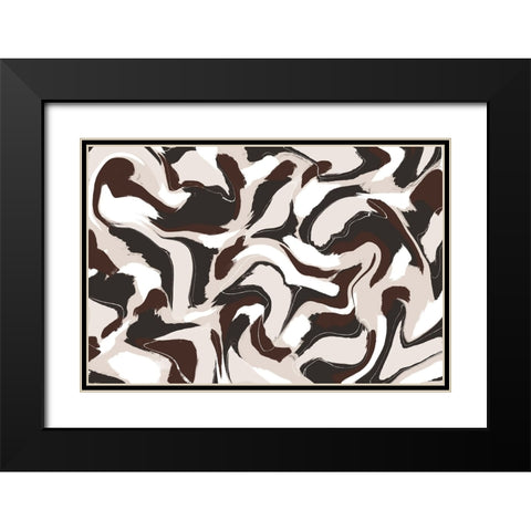 Shaky Brown Beige Strokes Square Black Modern Wood Framed Art Print with Double Matting by Treechild