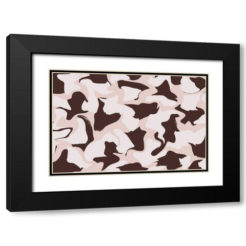 White And Brown Whipped Pattern Black Modern Wood Framed Art Print with Double Matting by Treechild