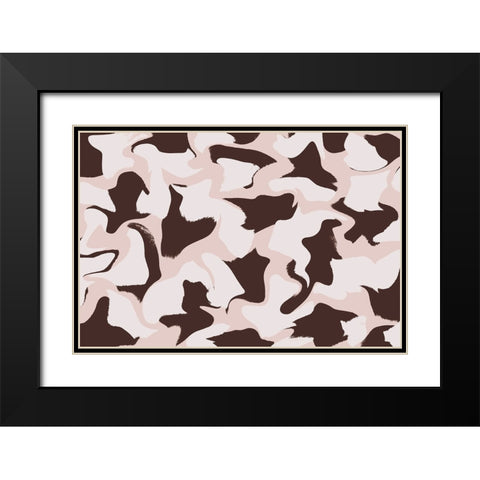 White And Brown Whipped Pattern Black Modern Wood Framed Art Print with Double Matting by Treechild