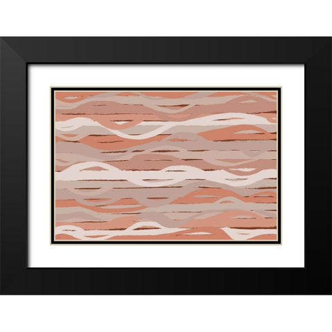 Pastel Wavey Stripes Pattern Black Modern Wood Framed Art Print with Double Matting by Treechild