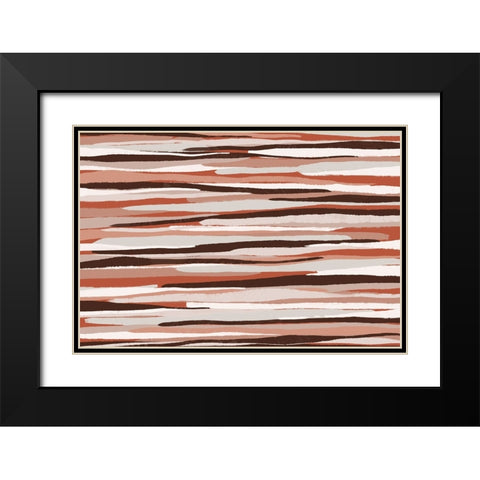 Pastel Thin Stipes Pattern Black Modern Wood Framed Art Print with Double Matting by Treechild