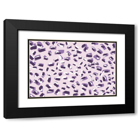 Scattered Small Purple Strokes Pattern Black Modern Wood Framed Art Print with Double Matting by Treechild