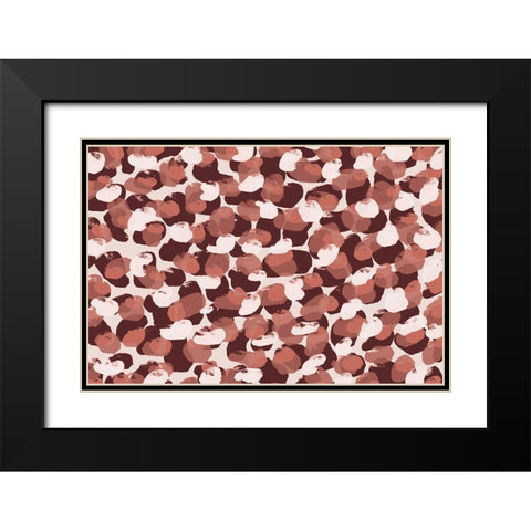 Pastel Brush Dots Pattern Black Modern Wood Framed Art Print with Double Matting by Treechild
