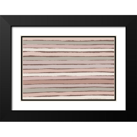 Pastel Stripes PAttern Black Modern Wood Framed Art Print with Double Matting by Treechild