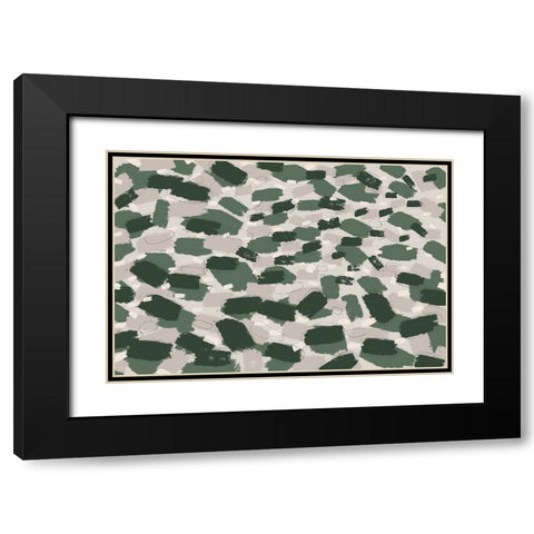 Green Pastel Strokes Black Modern Wood Framed Art Print with Double Matting by Treechild