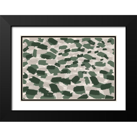 Green Pastel Strokes Black Modern Wood Framed Art Print with Double Matting by Treechild