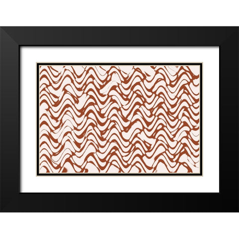Wavey Beige Pattern Square Black Modern Wood Framed Art Print with Double Matting by Treechild