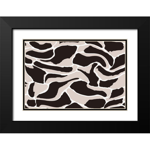 Beige And Brown Tiger Pattern Black Modern Wood Framed Art Print with Double Matting by Treechild