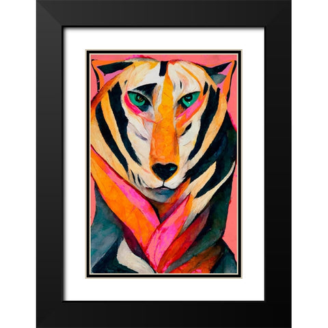 The Tiger Black Modern Wood Framed Art Print with Double Matting by Treechild