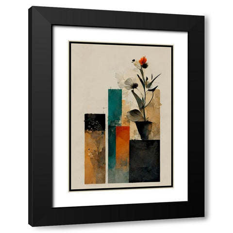 Geometric Stillife Black Modern Wood Framed Art Print with Double Matting by Treechild