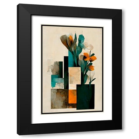 Abstract Arrangement Black Modern Wood Framed Art Print with Double Matting by Treechild