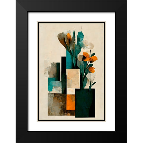 Abstract Arrangement Black Modern Wood Framed Art Print with Double Matting by Treechild