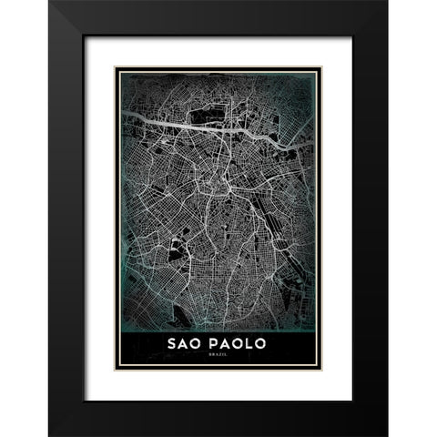Sao Paolo Black Modern Wood Framed Art Print with Double Matting by StudioSix