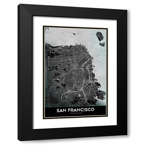 San Francisco Black Modern Wood Framed Art Print with Double Matting by StudioSix