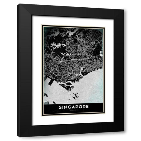 Singapore Black Modern Wood Framed Art Print with Double Matting by StudioSix