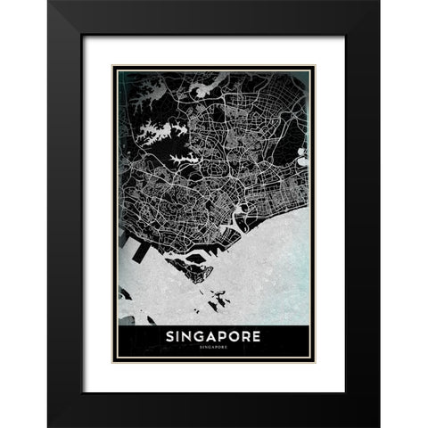Singapore Black Modern Wood Framed Art Print with Double Matting by StudioSix