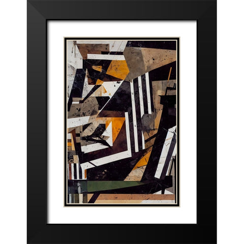Collage No 1 Black Modern Wood Framed Art Print with Double Matting by Treechild