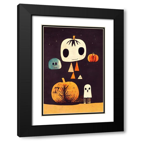Boo! Black Modern Wood Framed Art Print with Double Matting by Treechild